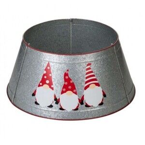 Glitzhome 26"D Christmas Galvanized Metal Gnomes Tree Collar